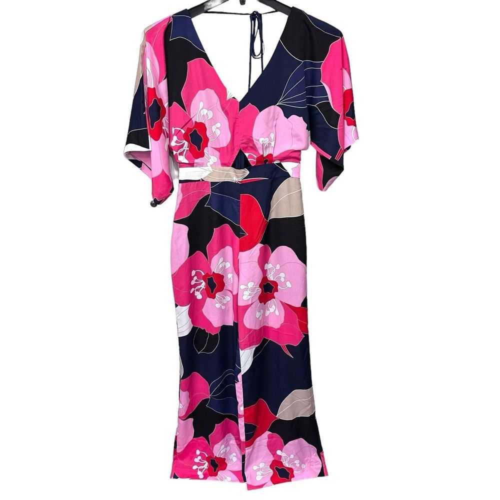 Trina Turk Floral Jumpsuit in Pink and Black